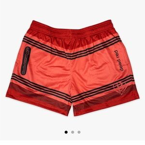 Kids' Red Athletic Shorts with Black Stripe Accents